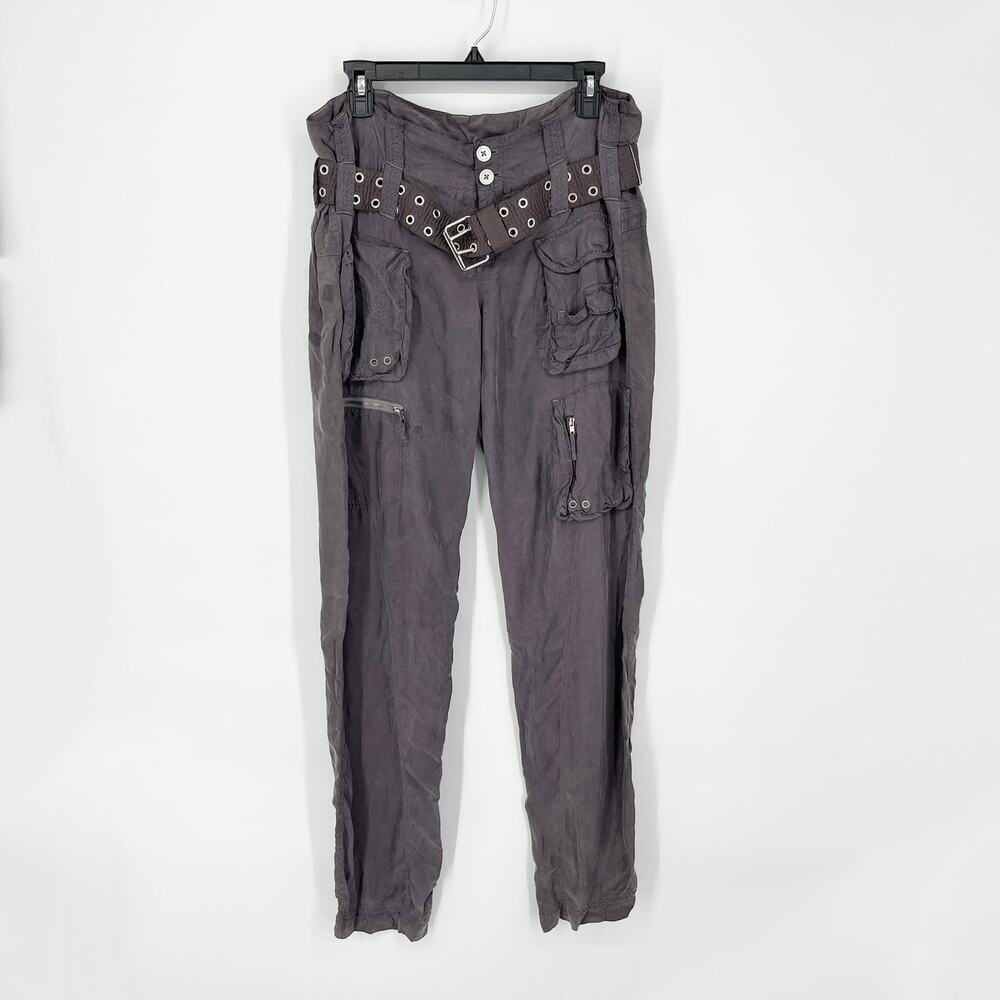 Pete & Greta By Johnny Was Women's Y2K Cupra Poplin Cargo Pants NEW Size 6 Gray